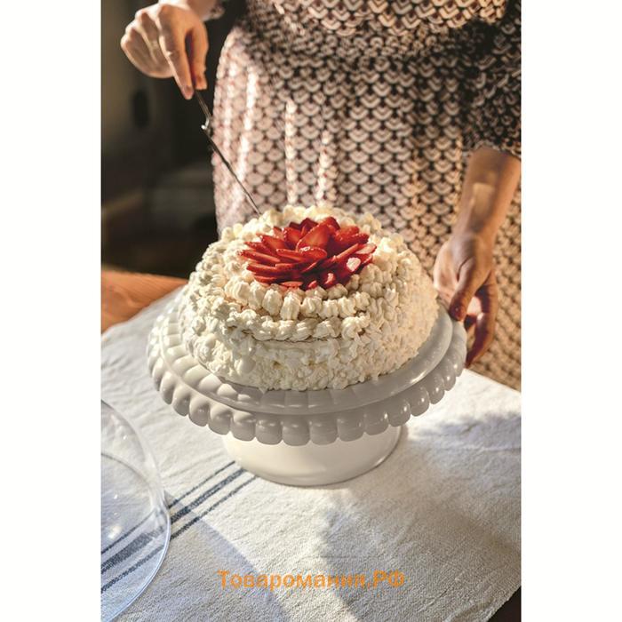 Блюдо для торта Guzzini Tiffany, с крышкой, d=30 см, цвет молочно-белый