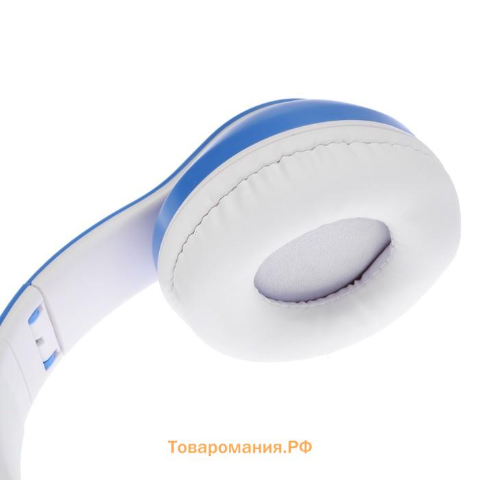 Наушники-Кошки MYBIT W-32, беспроводные, MIC, BT 5.0, AUX, microSD, MP3, 400 мАч, синие