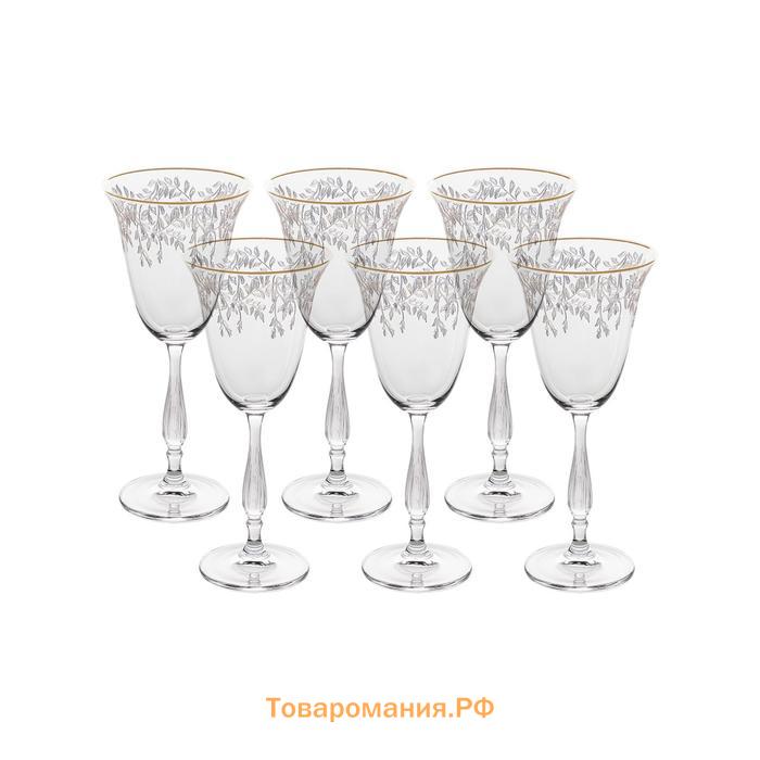 Набор бокалов для белого вина Fregata, декор «Панто, затирка золото, отводка золото», 185 мл x 6 шт.