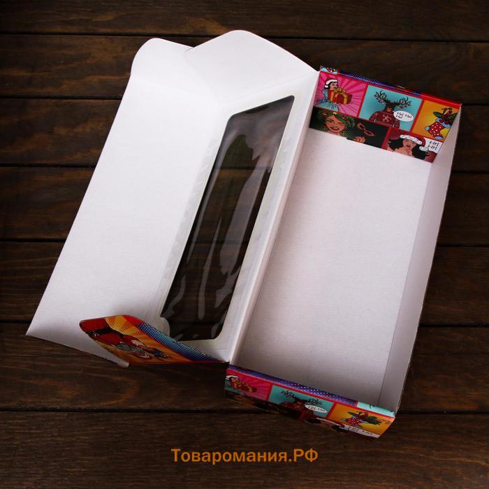 Коробка самосборная, с окном, "Pop-art НО! НО! НО!", 16 х 35 х 12 см, 1 шт.