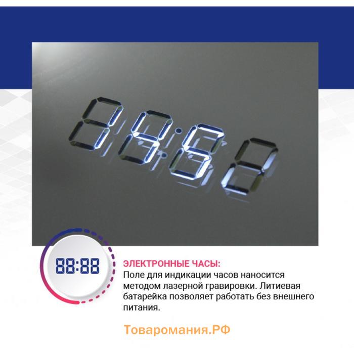 Зеркало с Doratiz LED подсветкой «Адель», 800х600 мм, подогрев, часы, сенсорный выключатель, диммер