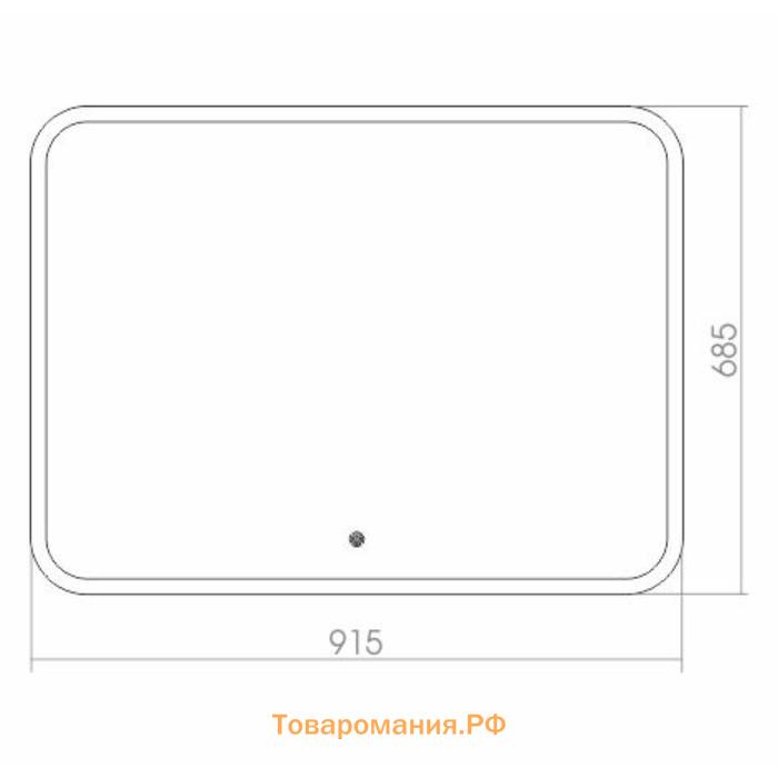 Зеркало с Doratiz LED подсветкой «Ева», 915х685 мм, подогрев, часы, сенсорный выключатель