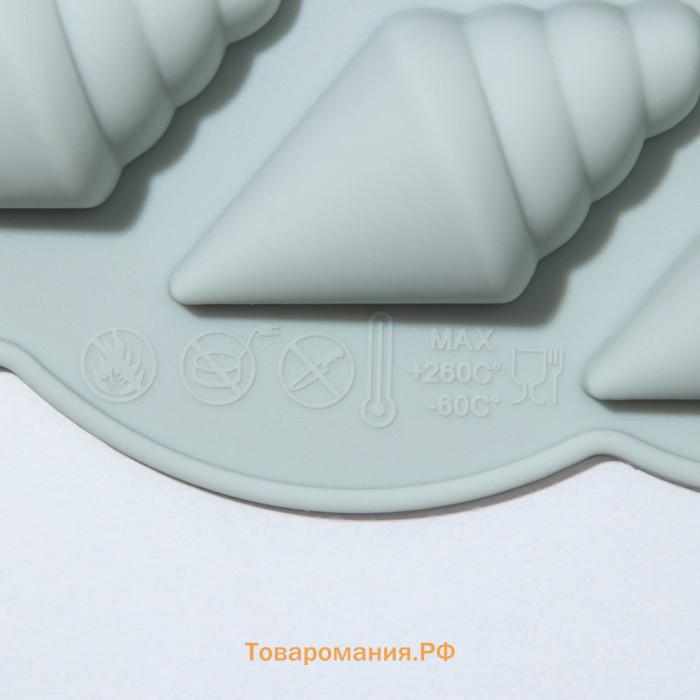 Форма для украшений «Ракушки», силикон, 23×12×1,5 см, 14 ячеек, цвет МИКС