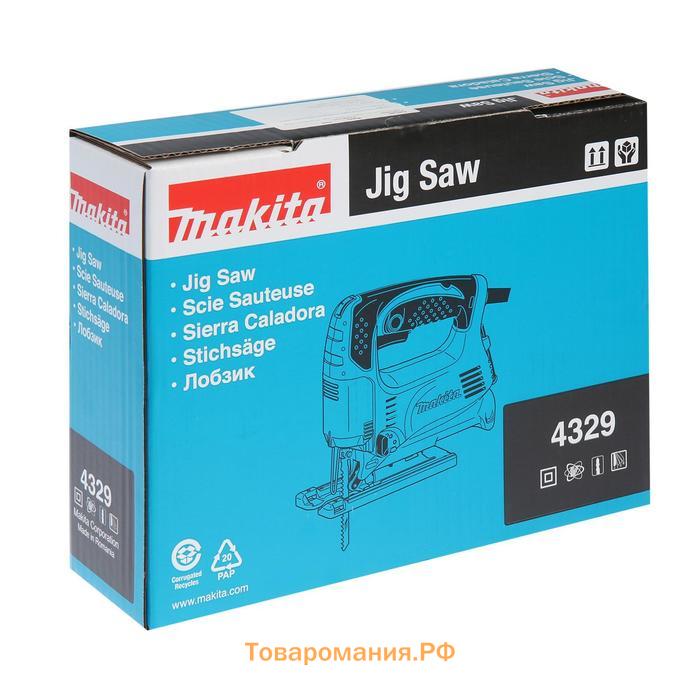 Лобзик Makita 4329, 450 Вт, 500-3100 об/мин, пропил 65 мм, регулировка оборотов