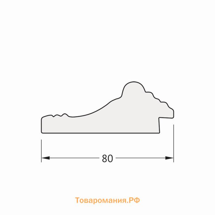 Зеркало с гравировкой в багетной раме, сусальное золото 80 мм, 55x124 см