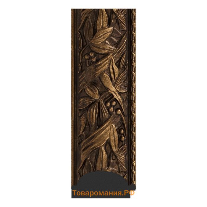 Зеркало с гравировкой в багетной раме, византия бронза 99 мм, 59x128 см