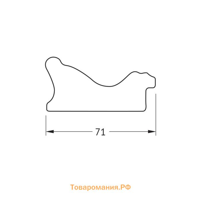 Зеркало с гравировкой в багетной раме, черное дерево с золотом 71 мм, 54x124 см