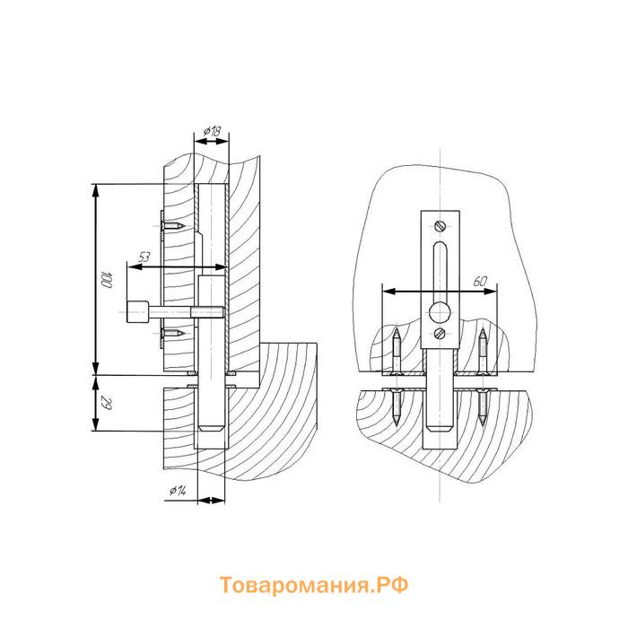 Засов "Киров" Секрет ЗД-05, врезной, цвет античное серебро