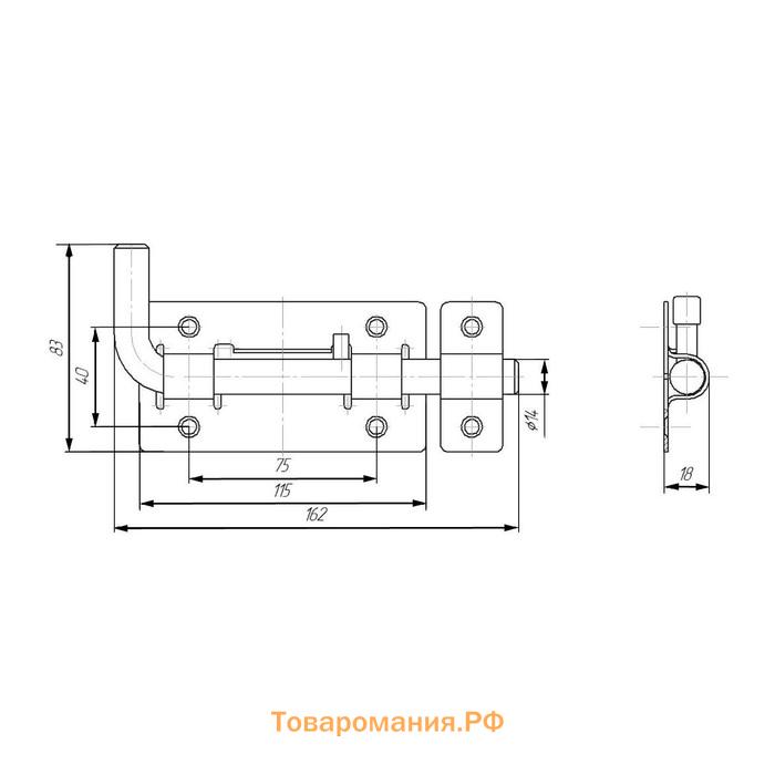 Засов "Киров" Секрет ЗД-03, круглый Г-образный, белый