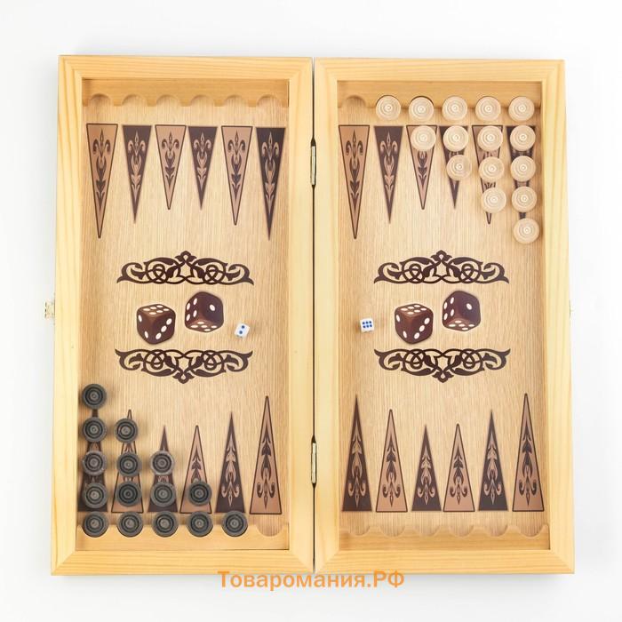 Нарды деревянные большие, настольная игра "Хозяин тайги", 40 x 40 см, с шашками