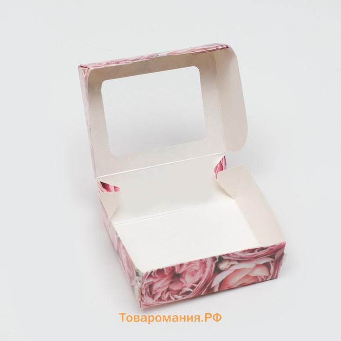 Коробка складная "Пионы" 10 х 8 х 3.5 см