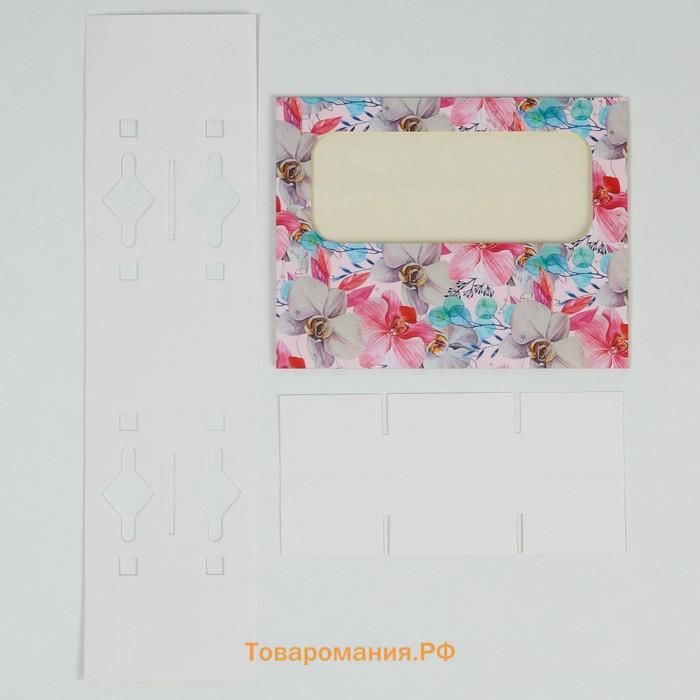 Коробка под 6 конфет, кондитерская упаковка «Расцветай от счастья», 10.2 х 20 х 5 см