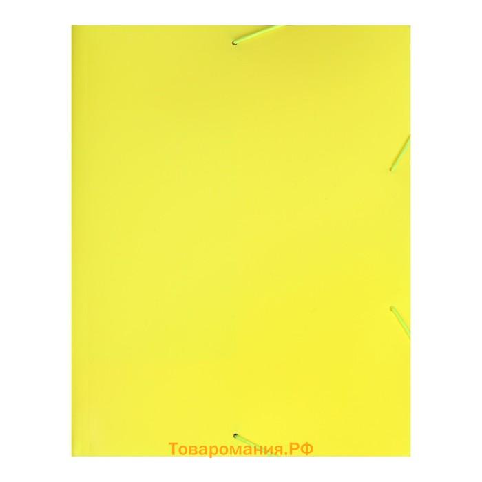Папка на резинке А4, 500 мкм, Calligrata "Neon", корешок 30 мм, неоновая, жёлтая