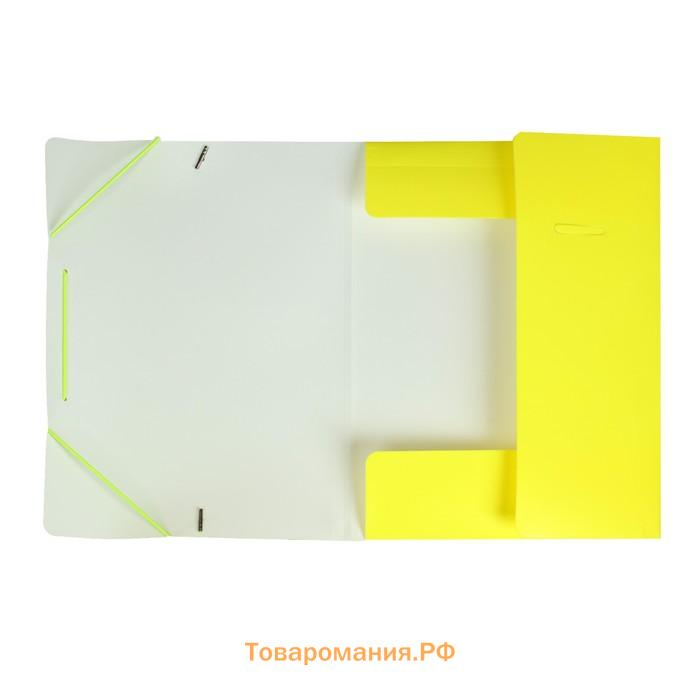 Папка на резинке А4, 500 мкм, Calligrata "Neon", корешок 30 мм, неоновая, жёлтая