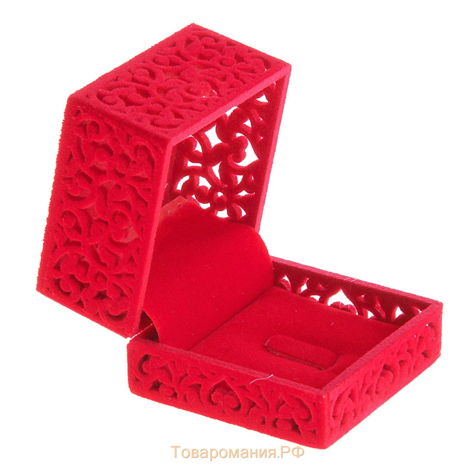 Футляр бархатный под кольцо «Кружево», 6×6, цвет красный