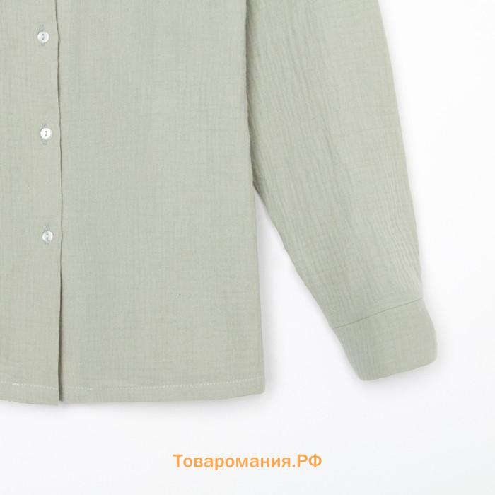 Пижама женская (рубашка и брюки) KAFTAN "Basic" размер 44-46, цвет зелёный