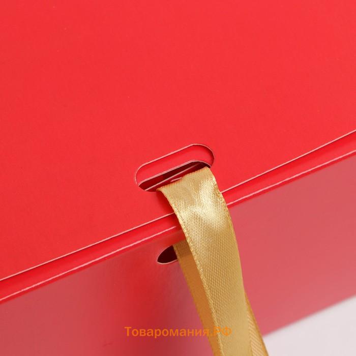 Складная коробка подарочная «С новым годом», тиснение, красный, 20 х 18 х 5 см, Новый год