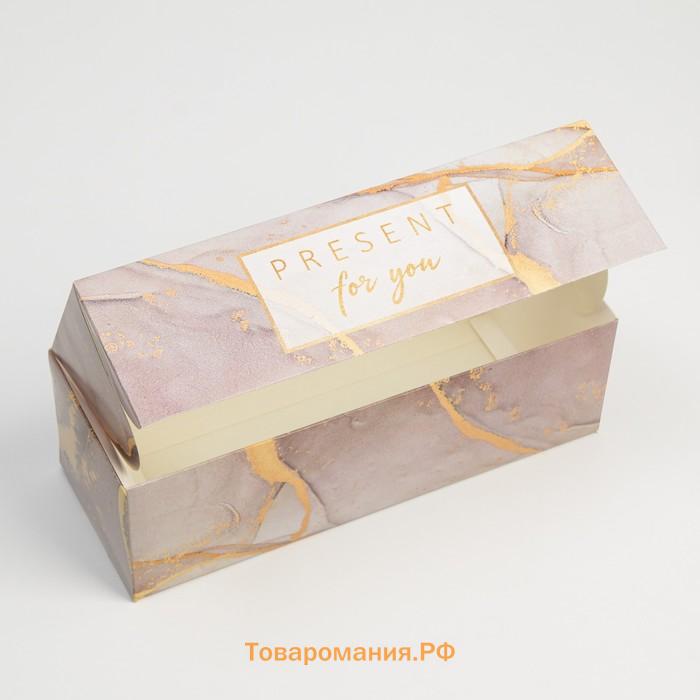 Кондитерская упаковка, коробка для кекса с окном, Present for you, 26 х 10 х 8 см