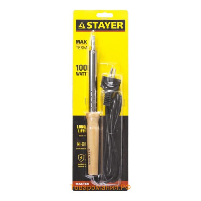 Паяльник  STAYER MASTER, деревянная рукоятка, долговечное жало, 100 Вт, 220 В