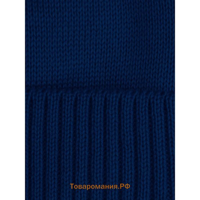 Шапочка на завязках с ушками детская Amarobaby Pure Love Bear, с подкладом, размер 38-40 см, цвет синий