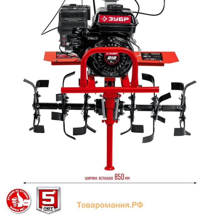 Мотоблок бензиновый ЗУБР МТШ-500, 4Т, 5150 Вт, 7 л.с., шир./глуб. 850/350 мм, ВОМ