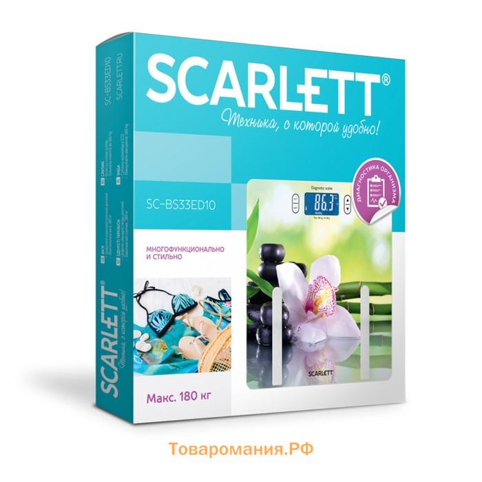 Весы напольные Scarlett SC-BS33ED10, электронные, диагностические, до 180 кг, "цветы"