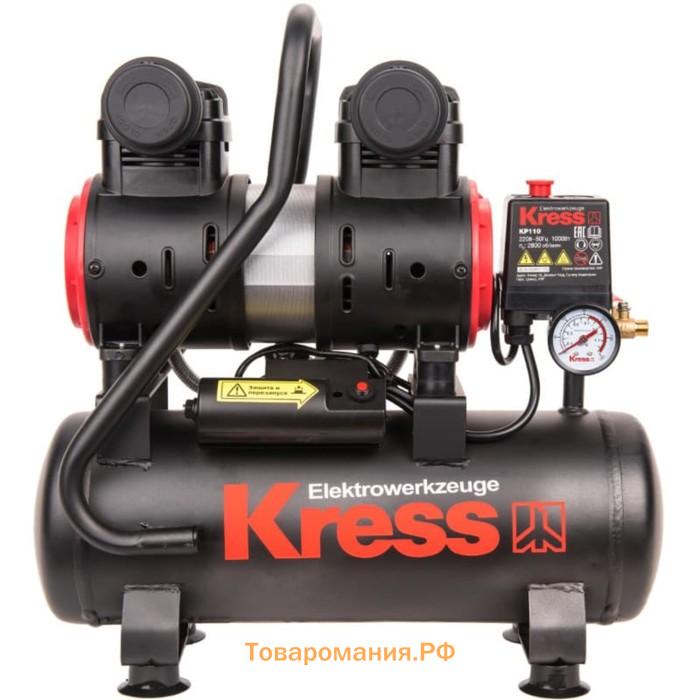 Компрессор воздушный безмасляный KRESS KP110, 220 В, 1000 Вт, 7 бар, 72 л/мин, 2800 об/мин