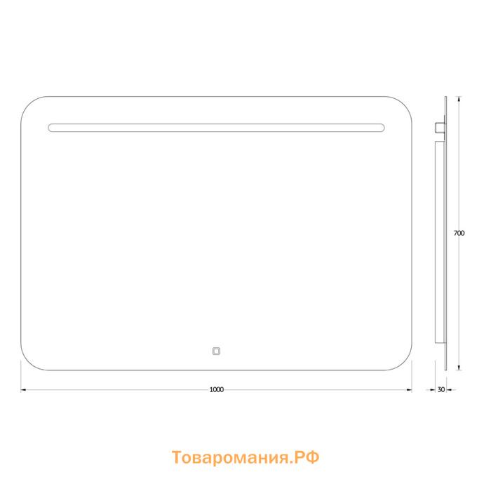 Зеркало Evororm, встроенный LED-светильником, сенсорный выключатель, 8,5W, 100х70 см, нейтральный бе