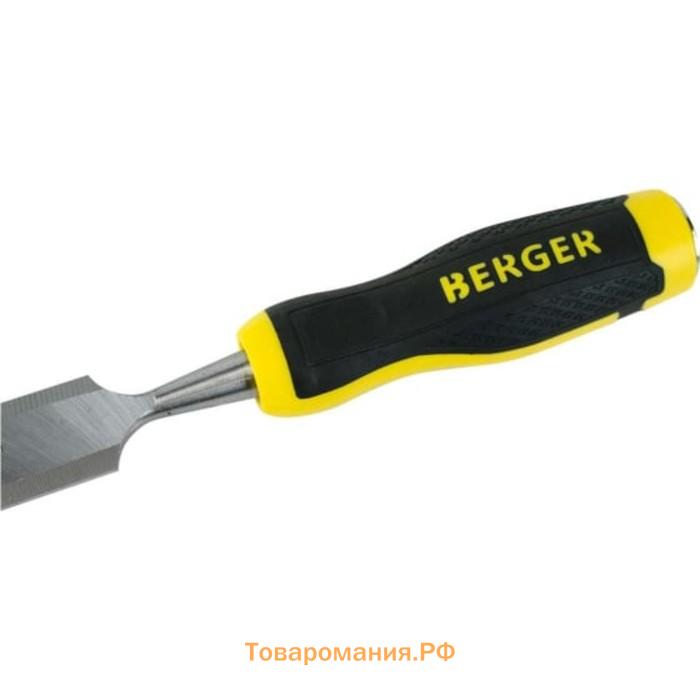 Стамеска BERGER BG1422, для обработки древесины, CrV, двухкомпонентная рукоятка, 8 мм