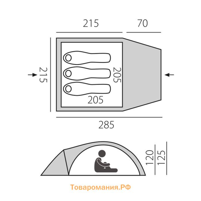 Палатка-автомат туристическая BTrace Glade, 3-местная, однослойная, зелёный