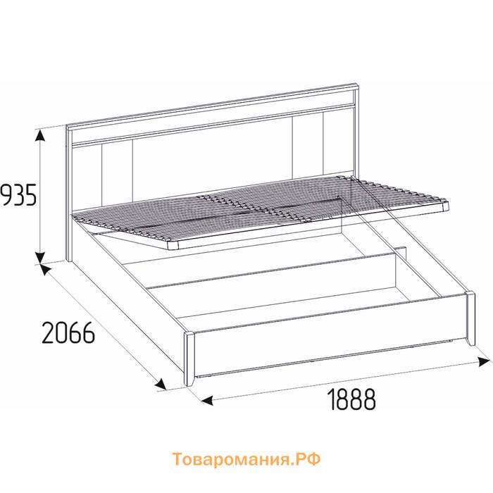 Кровать Nature 306 с подъёмным механизмом, 1800 × 2000 мм, цвет дуб табачный сraft /чёрный