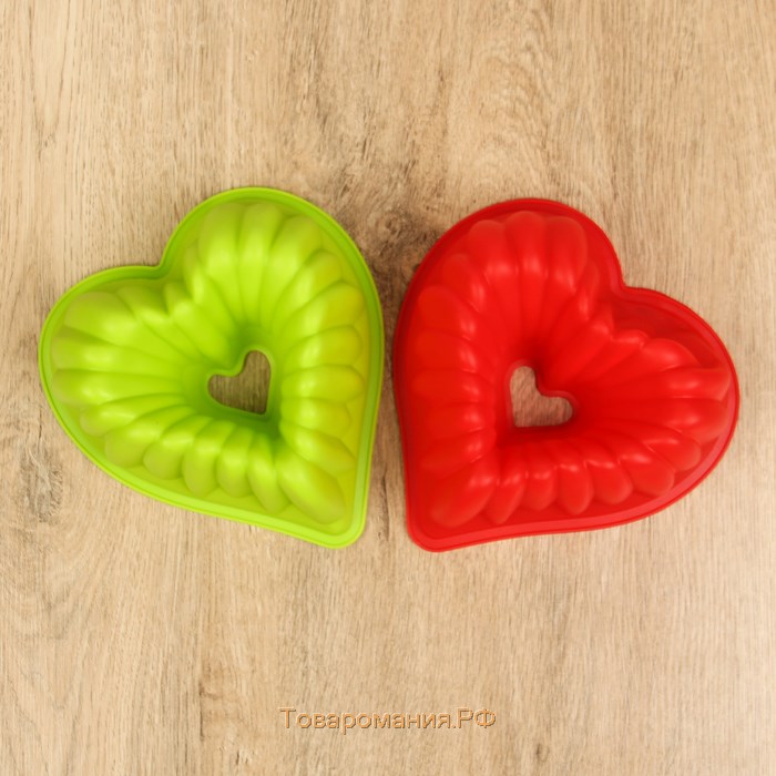 Форма для выпечки «Сердце. Немецкий кекс», силикон, 17×17 см, цвет МИКС