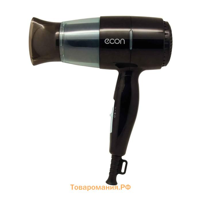 Фен Econ ECO-BH165D, 1600 Вт, 2 скорости, 2 режима, складной, чёрно-бирюзовый