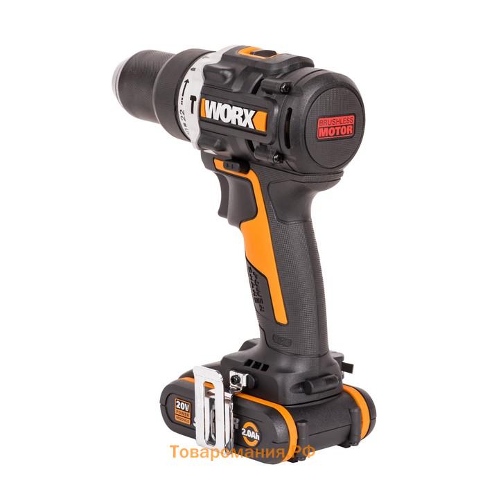 Дрель-шуруповерт ударная аккумуляторная WORX WX352, 20 В, 60 Нм, 2x2 Ач, кейс