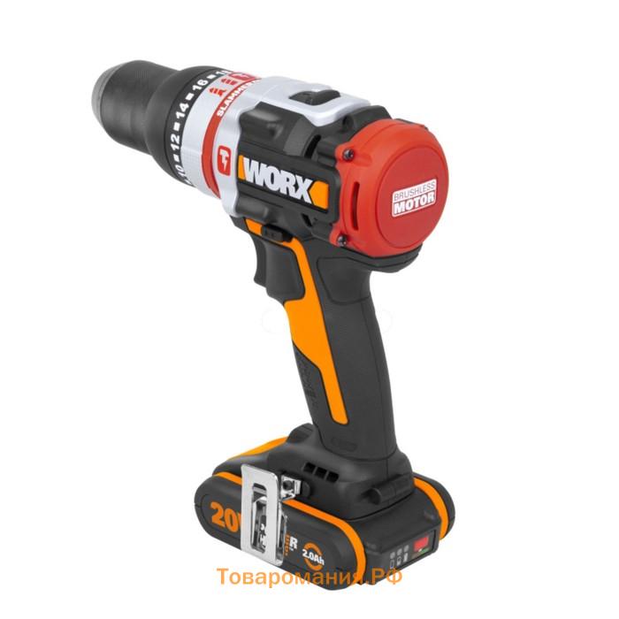 Дрель-шуруповерт ударная аккумуляторная WORX WX354, 20 В, 60 Нм, 2х2 Ач, кейс