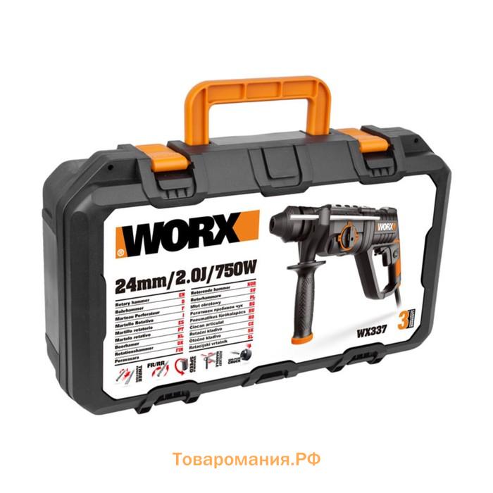 Перфоратор WORX WX337, 220 В, 750 Вт, 3000 об/мин, 2 Дж, SDS-PLUS, кейс