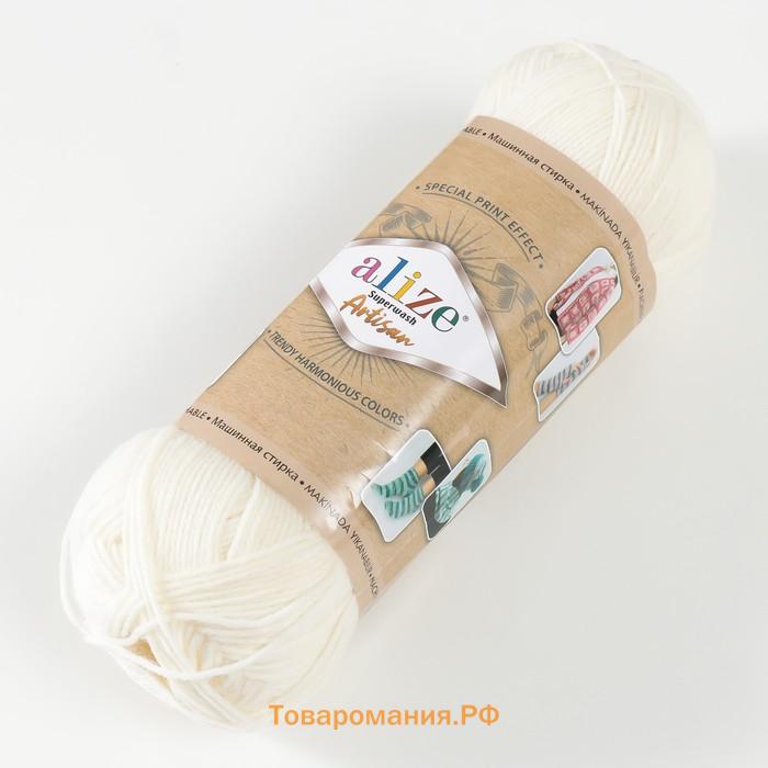 Пряжа "Superwash Artisan" 75% шерсть, 25% полиамид 420м/100гр (01 кремовый)