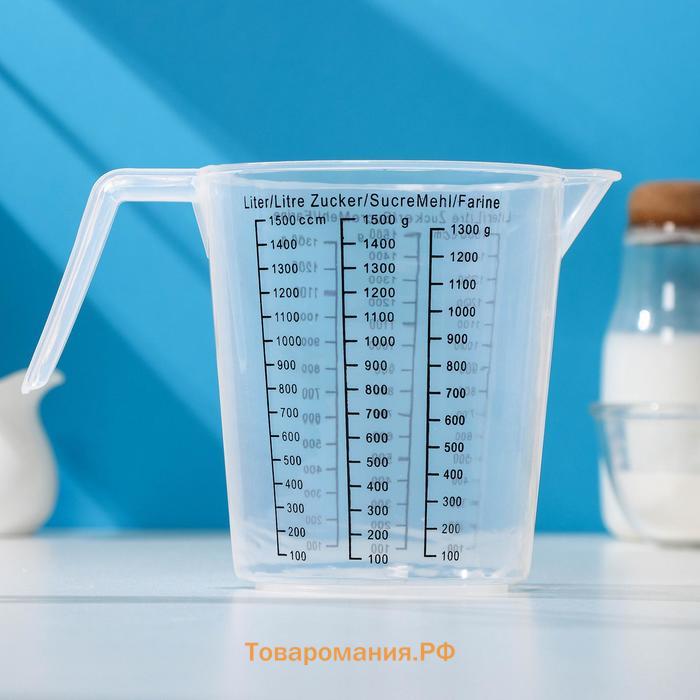 Стакан мерный , 1.5 л, пластик, прозрачный