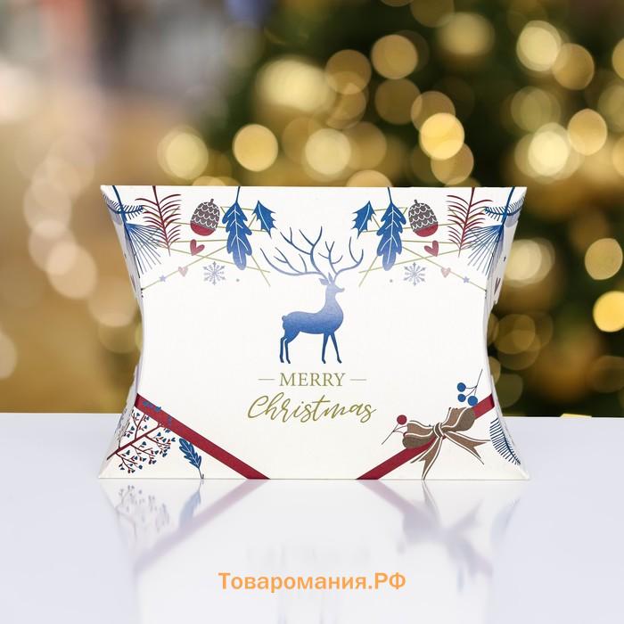 Коробка складная, подарочная новогодняя Merry christmas 15×11×3 см