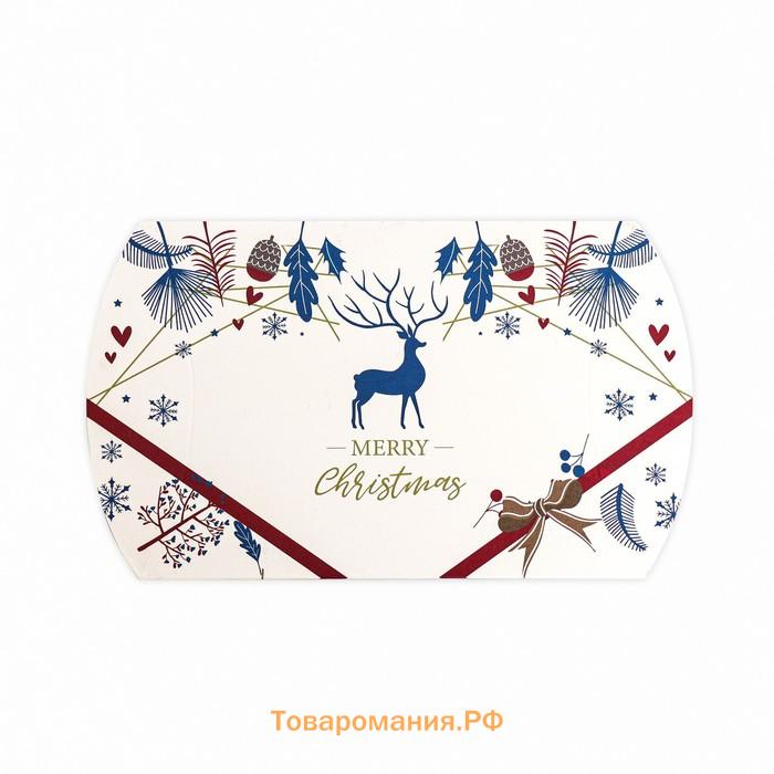 Коробка складная, подарочная новогодняя Merry christmas 15×11×3 см