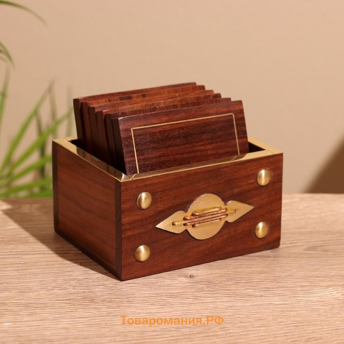Подставки под горячее, 6 шт, 10×8×8 см, дерево шишам
