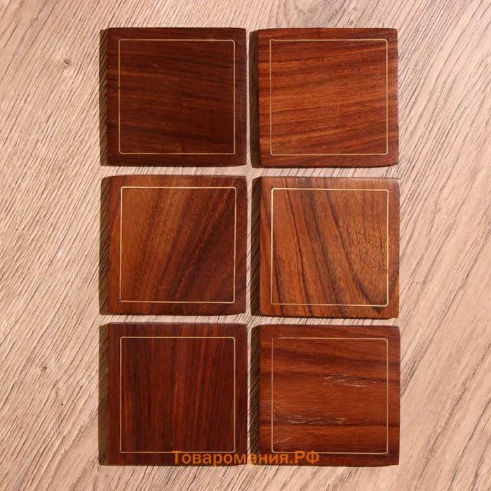 Подставки под горячее, 6 шт, 10×8×8 см, дерево шишам