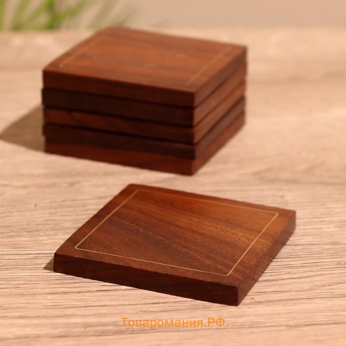 Подставки под горячее, 6 шт, 10×8×8 см, дерево шишам