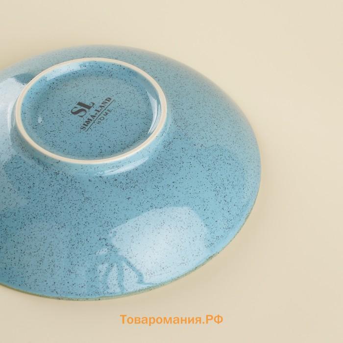 Набор мисок фарфоровых SL Home «Аззура», 380 мл, d=16.5 см, голубой