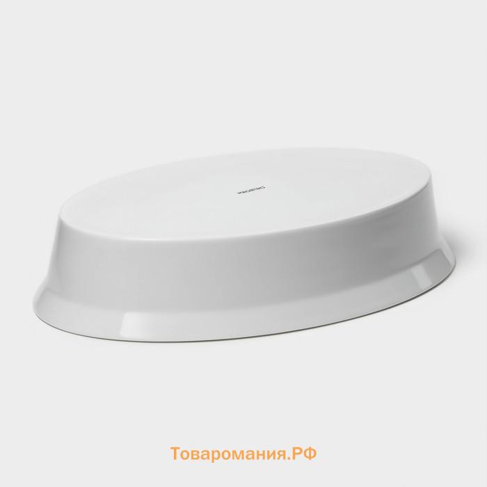Форма для выпечки Magistro White gloss, 2.5 л, 34×22×6.5 см, жаропрочный фарфор, белая