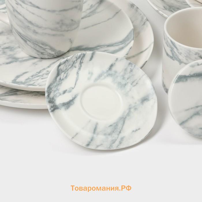 Салатники Magistro Real Marble, 380 мл, 11.6×6.5 см, набор 2 шт., фарфор, белые