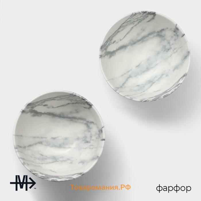 Салатники Magistro Real Marble, 380 мл, 11.6×6.5 см, набор 2 шт., фарфор, белые