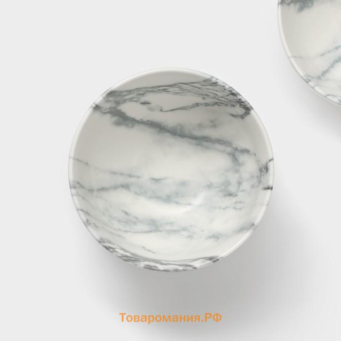 Салатники Magistro Real Marble, 380 мл, 11.6×6.5 см, набор 2 шт., фарфор, белые
