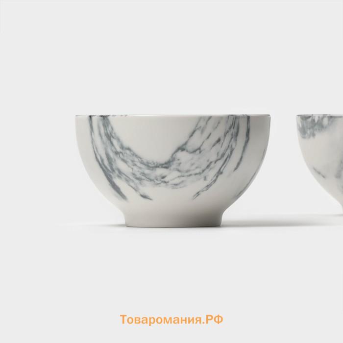 Салатники Magistro Real Marble, 380 мл, 11.6×6.5 см, набор 2 шт., фарфор, белые
