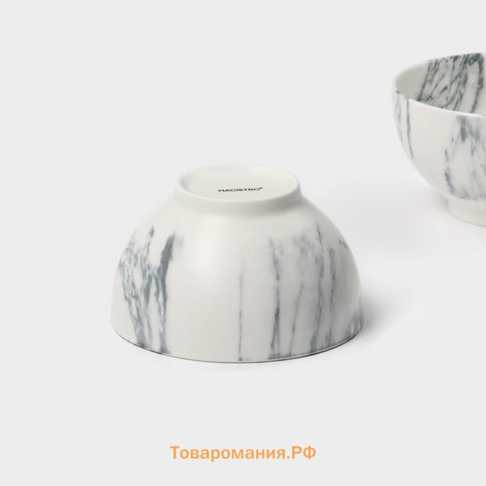 Салатники Magistro Real Marble, 380 мл, 11.6×6.5 см, набор 2 шт., фарфор, белые